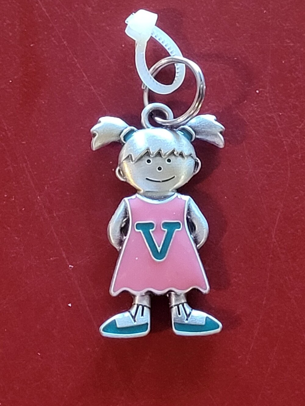 Ganz silver tone Girl Charm Initial Letter V